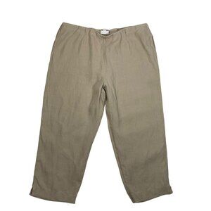 J.Jill love linen pull on pants neutral natural beige tapered w/ pockets crop L